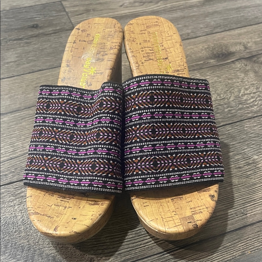 Montego Bay Club Brown and Pink Patterned Mules